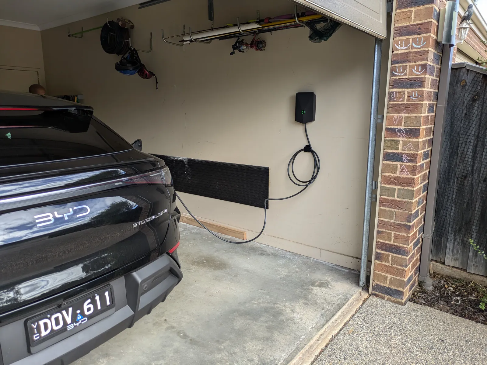 Garage install, car in place