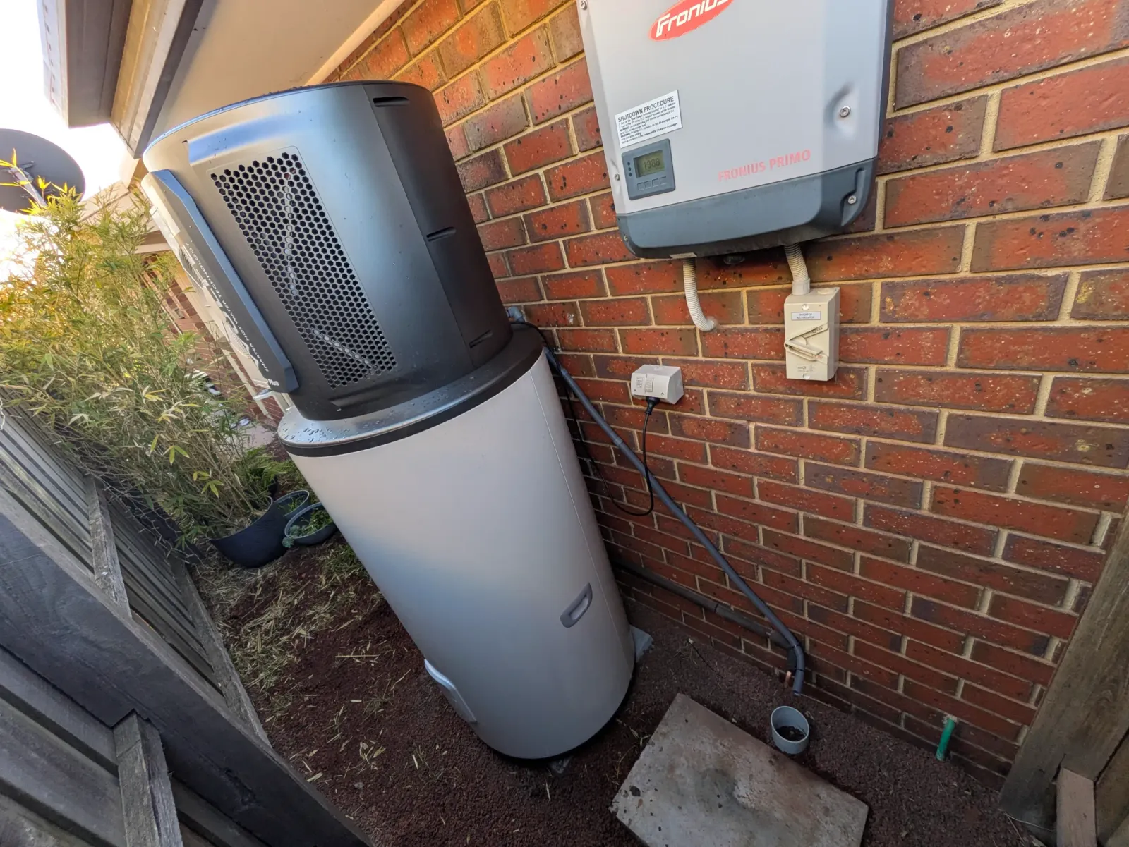 A heat pump replacing a gas storage hot water unit